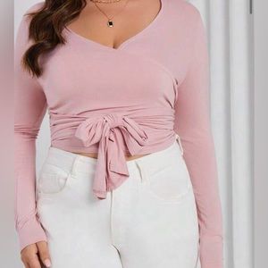Pink wrap long sleeve shirt